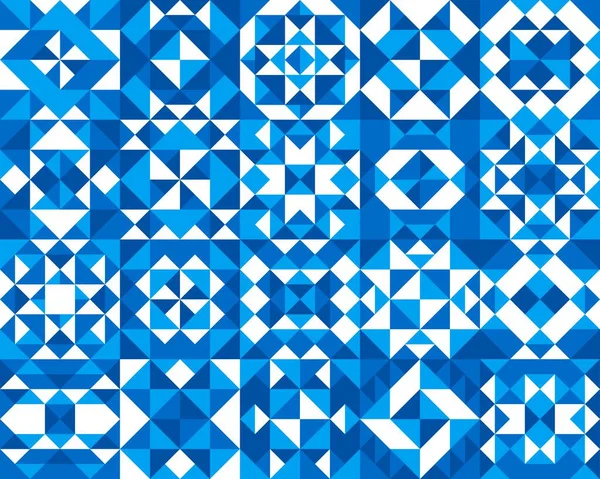 Белый Синий Керамические Плитки Узор Геометрической Мозаики Украшения Векторный Фон — стоковый вектор
