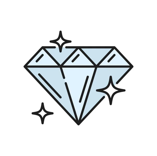 Diamantschmuck Funkelnden Edelstein Edelstein Belohnung Brillanten Kristall Farbe Linie Symbol — Stockvektor