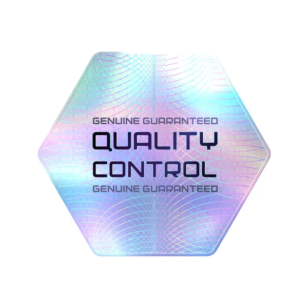 Produktkvalitetskontroll Hologram Pentagon Klistermärke Autenticitet Garantera Holografisk Etikett Produktkvalitet Metall — Stock vektor