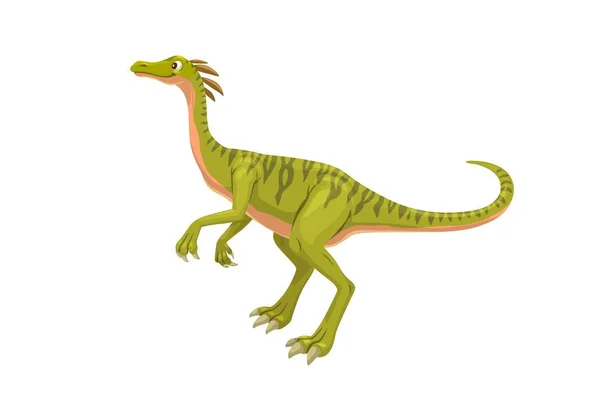 漫画会社の恐竜のキャラクター 単離されたベクトル複合体ディノ先史時代の動物は 緑の肌でバイパス 絶滅した野生生物のモンスター捕食者 本やゲームのための古生物学的性格 — ストックベクタ