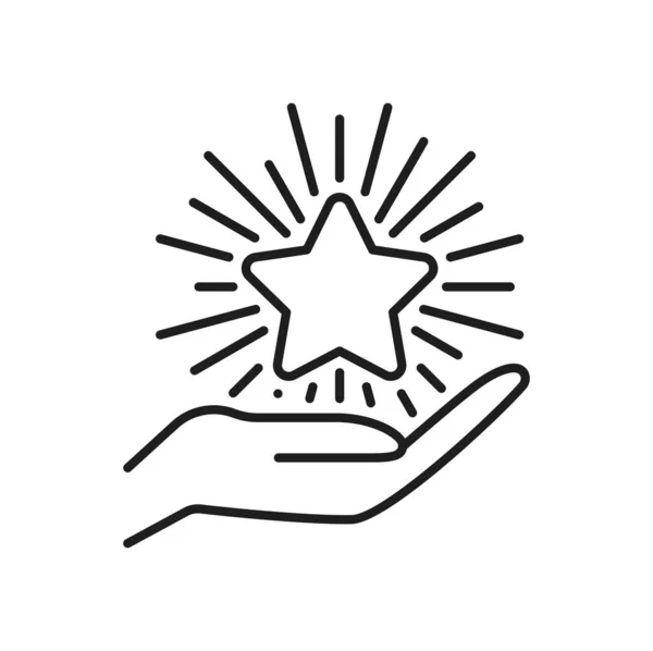 Bonuspunkte Treueprogramm Stern Der Hand Isoliert Dünne Linie Symbol Vektor — Stockvektor