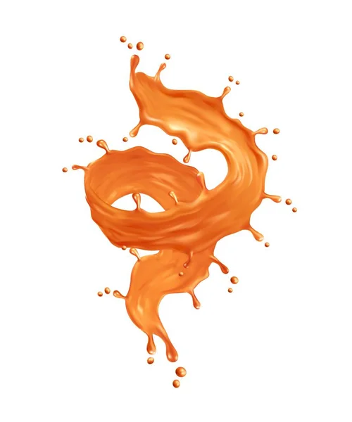 Karamel Sosu Kıvrım Kıvrım Vektör Şekerleme Tatlı Yemek Sıvı Karamel — Stok Vektör