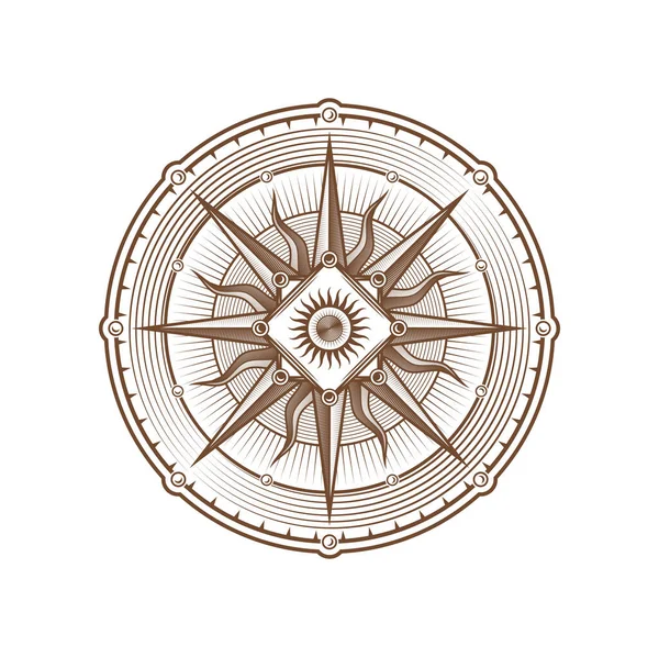 Rose Des Vents Boussole Vintage Signe Navigation Nautique Médiévale Symbole — Image vectorielle