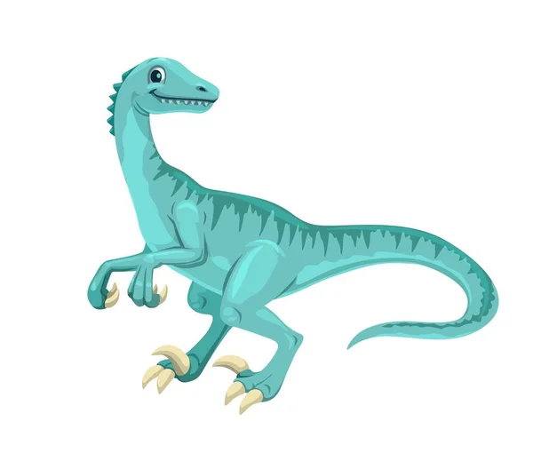 Cartoon Velociraptor Dinosaurus Personage Paleontologie Prehistorische Reptielen Uitgestorven Hagedis Dier — Stockvector