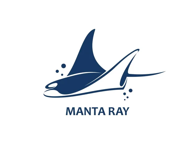 Emblème Animal Manta Ray Faune Marine Sous Marine Poisson Mer — Image vectorielle
