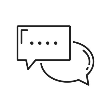 Diyalog ileti konuşma balonu düşünce notu izole edilmiş ana hat simgesi. Vektör diyaloğu ya da konuşma balonu, sohbet ya da mesaj kutusu, düşünce ya da metin işareti