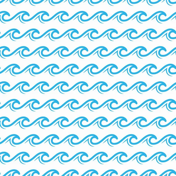 Zee Oceaan Blauwe Golven Naadloos Patroon Vector Marine Strepen Witte — Stockvector