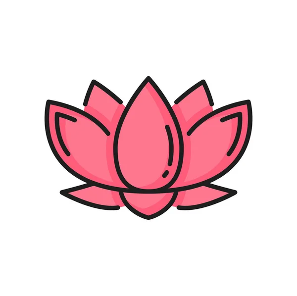 Lotos Kwiat Odizolowany Lilia Wodna Jainizm Religia Ikona Wektorowy Buddyzm — Wektor stockowy