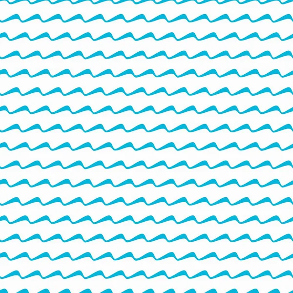 Sea Ocean Blue Waves Seamless Pattern Wavy Lines Ornament Vector — Stock Vector