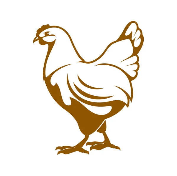 Hen Icon Chicken Farm Poultry Meat Market Emblem Domestic Bird — Stock Vector