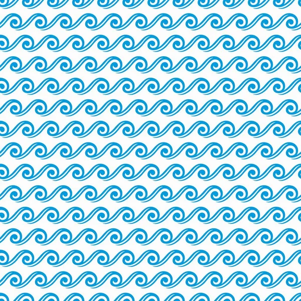 Sea Ocean Wave Seamless Pattern Blue Water Curve Lines Vector — Stock Vector