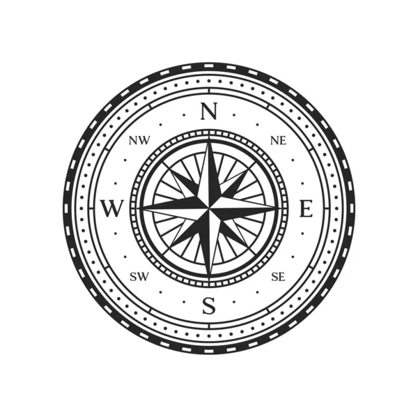 Kompass Windrose Vintage Karte Und Nautisches Navigationsvektorsymbol Alter Kompass Der — Stockvektor