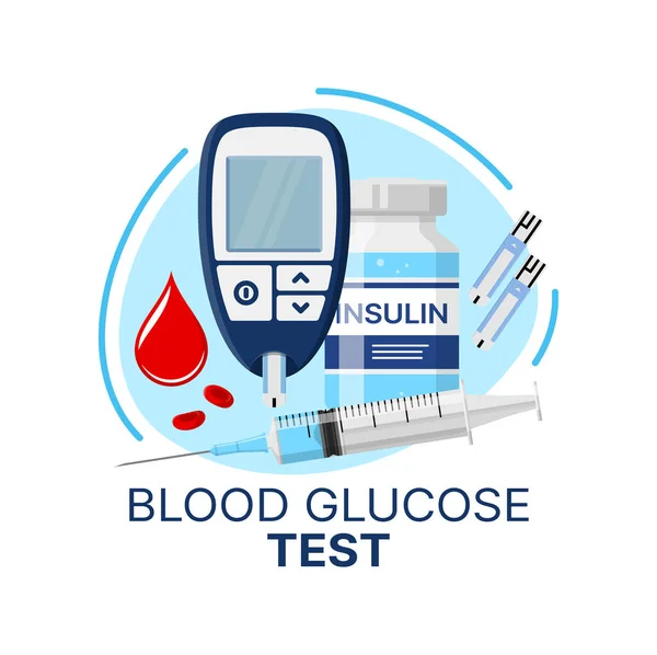 Icona Del Test Glicemico Della Cura Del Diabete Iniezione Insulina — Vettoriale Stock