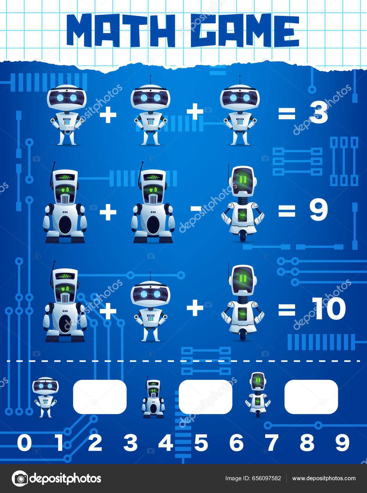 Jogo de matemática para crianças. planilha de desenvolvimento de