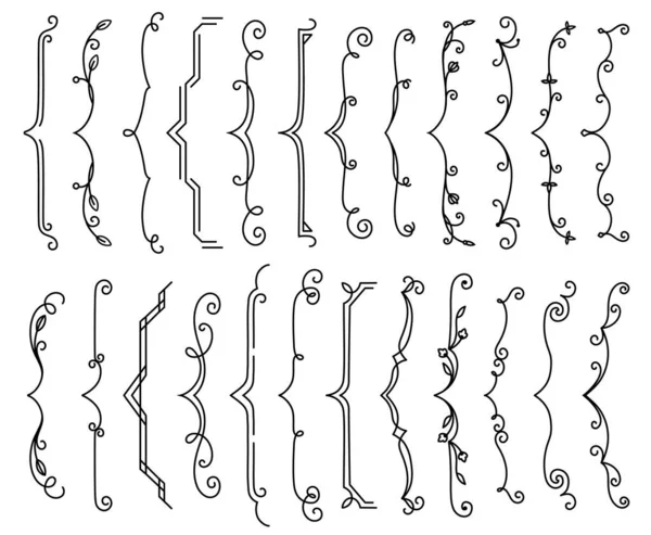 Klammerränder Oder Textklammern Umrahmen Florierende Linien Vektorsymbole Klammerränder Vintage Doodle — Stockvektor