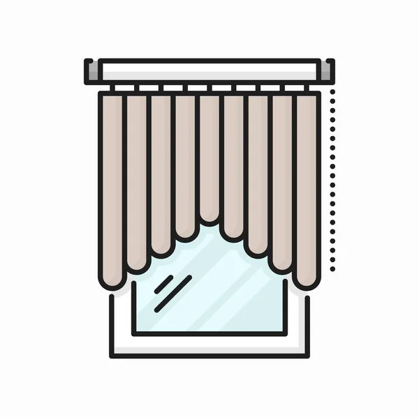 Окно Венецианского Блайнда Иконка Линии Занавеса Векторная Крышка Окна Офиса — стоковый вектор