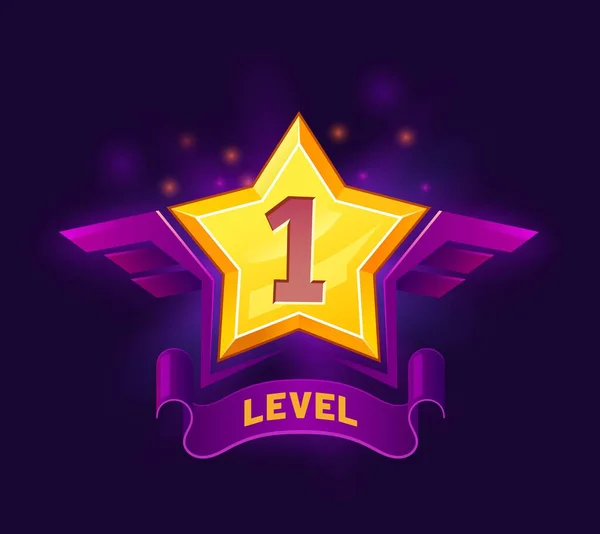 Hra Level Hvězda Odznak Vyhrát Ikonu Hazardní Aplikace Vítězství Symbol — Stockový vektor