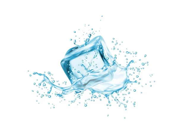 Παγάκι Περιτριγυρισμένο Από Νερό Πιάστηκε Στη Μέση Της Κίνησης Μεμονωμένες — Διανυσματικό Αρχείο