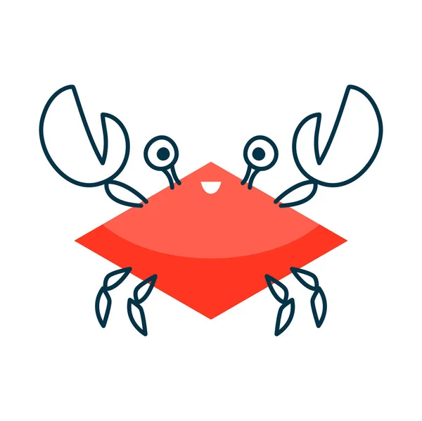 Caranguejo Vermelho Desenho Animado Animal Com Losango Forma Matemática Simples — Vetor de Stock