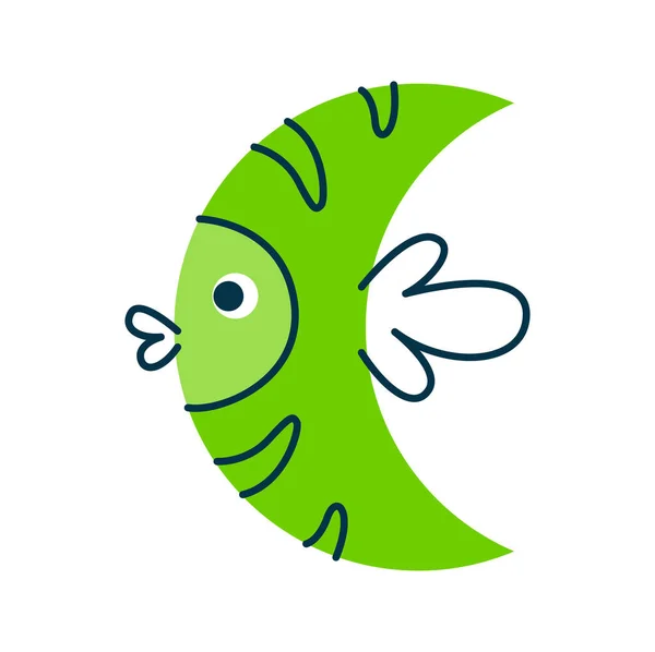 Ikan Karakter Kartun Dengan Wajah Lucu Bentuk Matematika Emosi Kebahagiaan - Stok Vektor