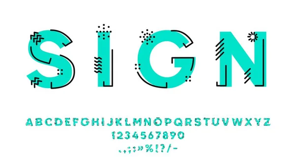 Outline Geometric Font Type Typeface Line Alphabet English Abc Futuristic — Stock Vector