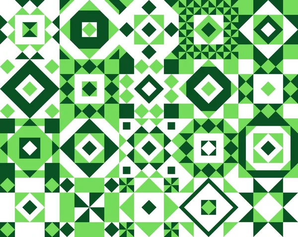 Biały Zielony Wzór Płytek Ceramicznych Wektorowe Tło Abstrakcyjnej Geometrycznej Strukturze — Wektor stockowy