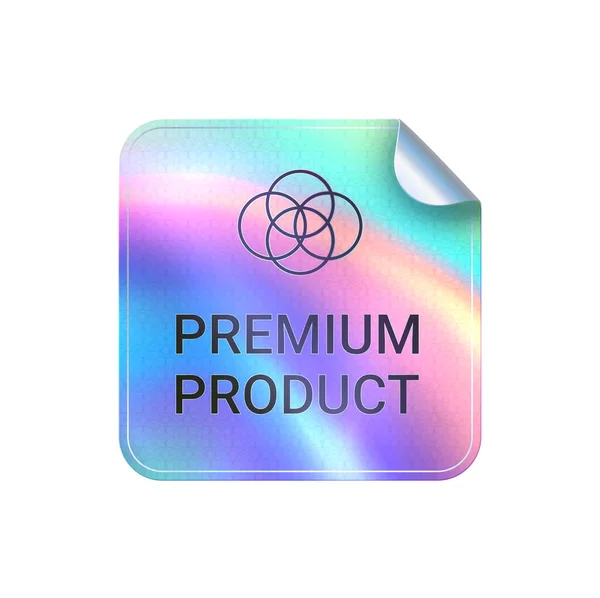 Prémiová Kvalita Produktu Hologram Čtvercový Samolepka Certifikovaná Značka Kvality Duhovky — Stockový vektor