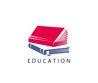 Eğitim bilgisi ikonu. Üniversite eğitimi, okul eğitimi ya da üniversite öğrenme soyut vektör ikonu. Edebiyat öğretmenliği minimalist işaret ya da kitapların üst üste dizildiği resim grafiği