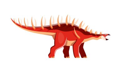 Kentrosaurus, karikatür dinozor karakteri, vektör dinozor oyuncaklarının Jurassic koleksiyonu. Sırtında mızraklar olan sevimli Kentrosaurus dinozoru, çocuk paleontoloji eğitimi ya da anaokulu dino oyuncakları