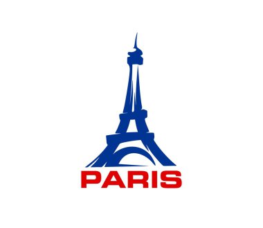 Paris Eyfel kulesi ikonu, Fransa seyahati ve turizm simgesi, vektör rozeti. Paris şehir turları, turizm acentesi veya premium marka tabelası için Eyfel Kulesi 'nin Fransız kültür ve mimari sembolü