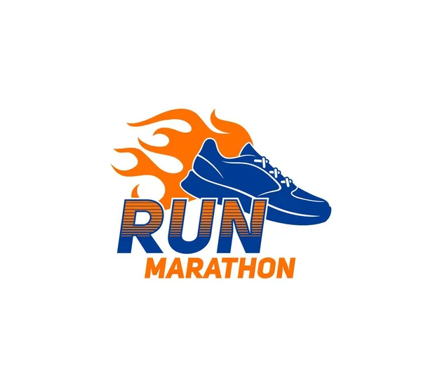 Marathon Lopen Sport Icoon Voor Hardlopers Club Fitness Sprint Sneaker — Stockvector