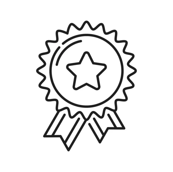 Trophée Bouclier Stellaire Avec Bande Ruban Médaille Icône Contour Prix — Image vectorielle