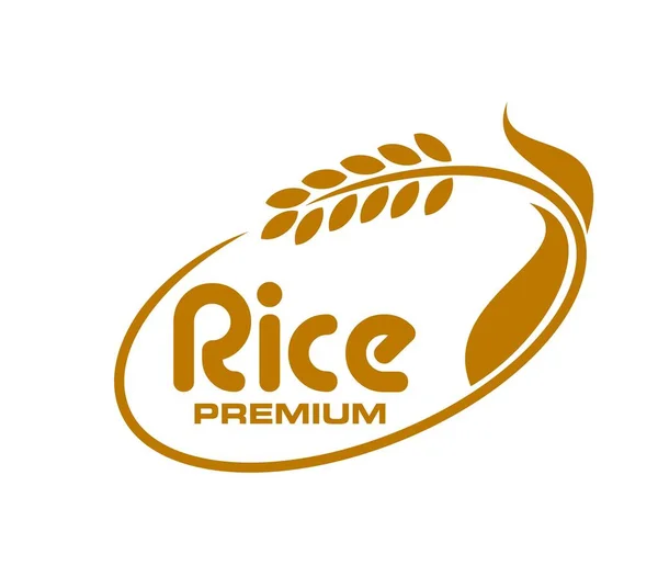 Ikona Ryżu Żywność Zbożowa Produkty Rolnictwa Ekologicznego Godło Wektorowe Wysokiej — Wektor stockowy