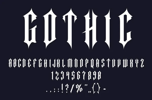 Fonte Gótica Tipo Medieval Tipo Tatuagem Alfabeto Antigo Tipografia Vetorial — Vetor de Stock