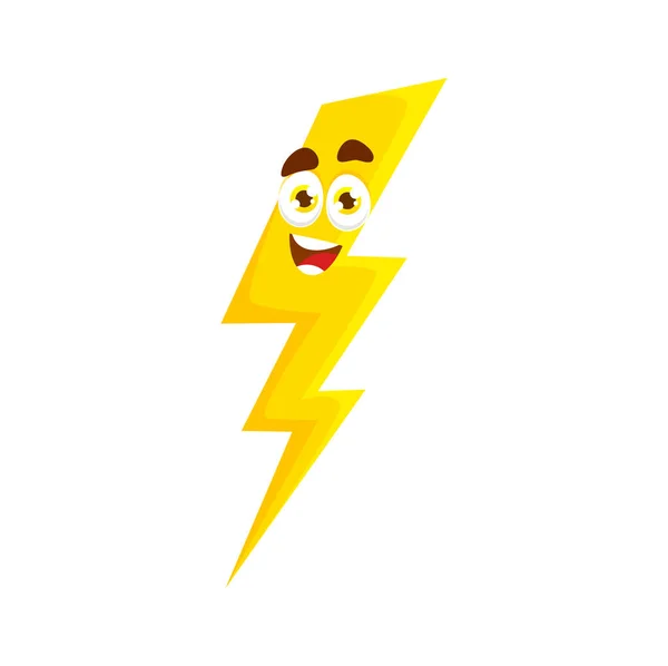 Cartoon Personaggio Fulmine Thunderstroke Luminoso Vettore Isolato Personaggio Fulmine Giallo — Vettoriale Stock
