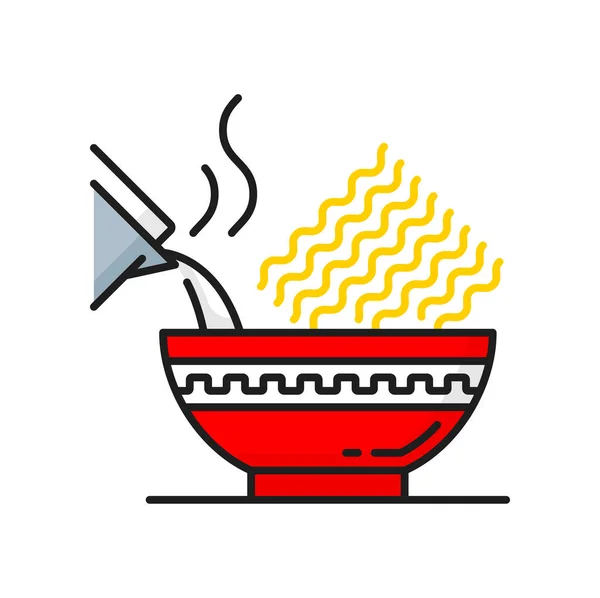 뜨거운 그릇에 국수를 간식을 아이콘을 시킨다 반사기 아시아식 테이크 — 스톡 벡터