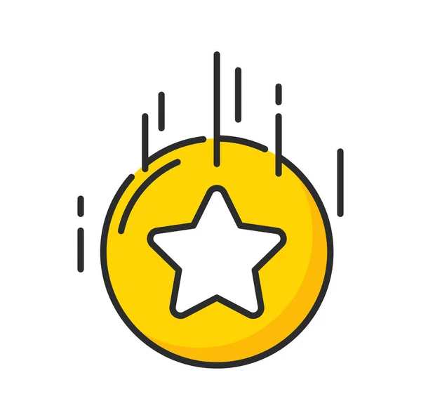 Złota Moneta Ikoną Wektora Gwiazdy Specjalnych Punktów Bonusowych Korzyści Motywacyjnych — Wektor stockowy