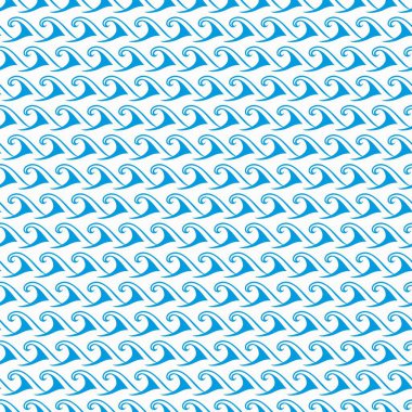 Dalga deseni, deniz ve okyanus dalgaları pürüzsüz arka planda, vektör deniz kıvrımları ve dalgalı sörfler. Mavi gelgit bukleleri ve deniz akışı dalgalanmaları ya da dalgalı gelgit baskısı olan dalga deseni arkaplanı