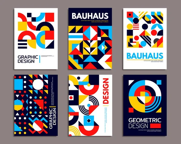 Abstracte Geometrische Bauhaus Posters Modern Achtergrond Patroon Met Minimale Vormen — Stockvector