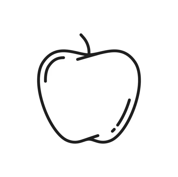 Fruit Pomme Avec Tige Feuille Isolée Icône Ligne Mince Dessert — Image vectorielle