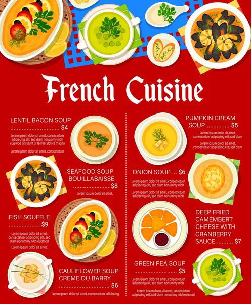 French Cuisine Restaurant Menu Vector Deep Fried Camembert Cheese Cranberry — Stock Vector