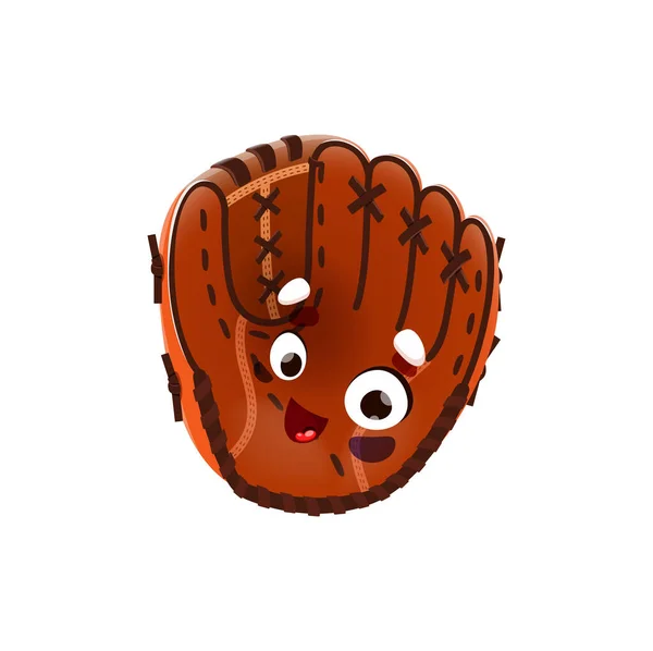 Cartoon Baseball Glove School Character Mascot Vector Education Smile Emoji — Stock Vector