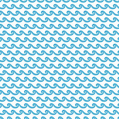 Deniz ve okyanus mavi dalgalar pürüzsüz desen. Denizcilik temalı geometrik tasarımı olan vektör arkaplan, su dalgaları. Tekrarlanan süs, dekoratif ambalaj kağıdı, duvar kağıdı, tekstil veya kumaş