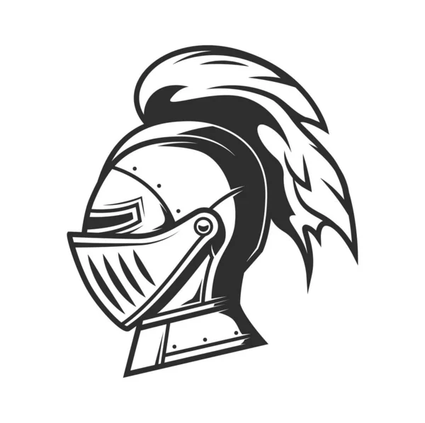 Rytířská Válečnická Helma Chocholem Heraldická Zbroj Středověkého Vojáka Vektor Starověké — Stockový vektor