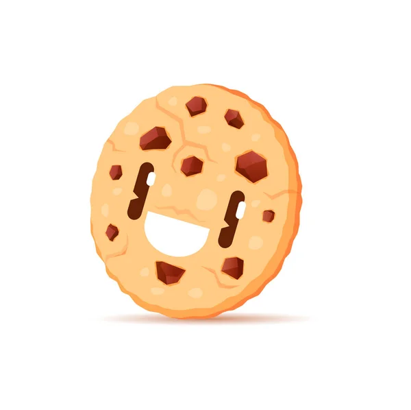 Personagem Biscoito Desenhos Animados Com Chocolate Comida Sobremesa Com Rosto — Vetor de Stock