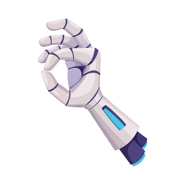Robot Hand Toont Goede Emoji Gebaar Teken Vector Cyborg Arm — Stockvector