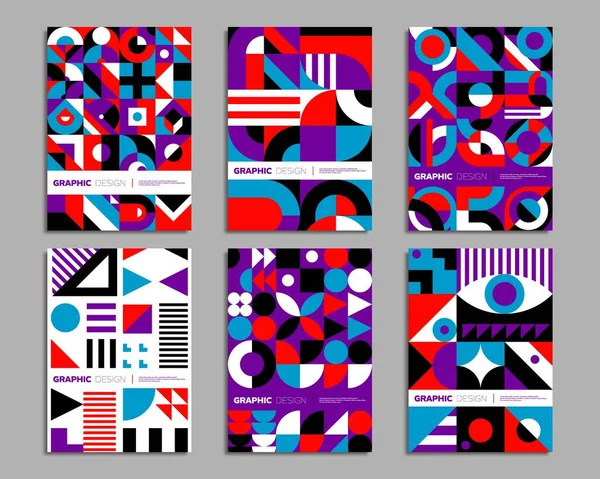 Bauhaus Zakelijke Affiches Geometrische Abstracte Achtergrond Patronen Zakelijke Presentatie Flyer — Stockvector