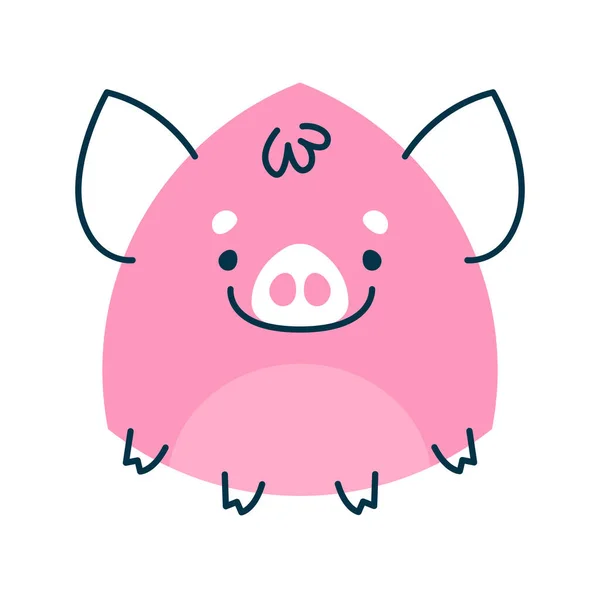 동물귀엽고 수학적 형태의 캐릭터 행복하게 얼굴을 귀여운 돼지같은 수선화 모양을 — 스톡 벡터
