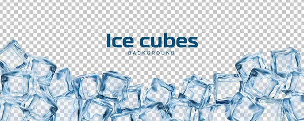 Realistic Ice Cubes Background Crystal Ice Blocks Frame Isolated Vector — Stock Vector