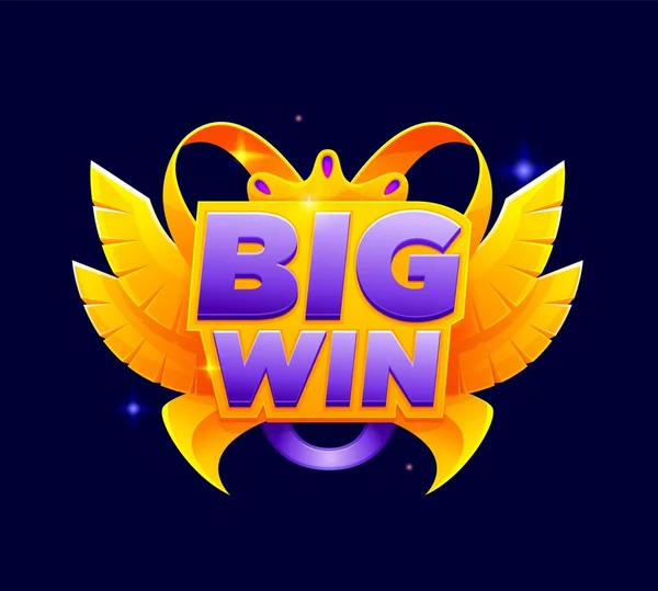 Game Win Popup Banner Achievement Golden Icon Casino Slot Machine — Stock Vector